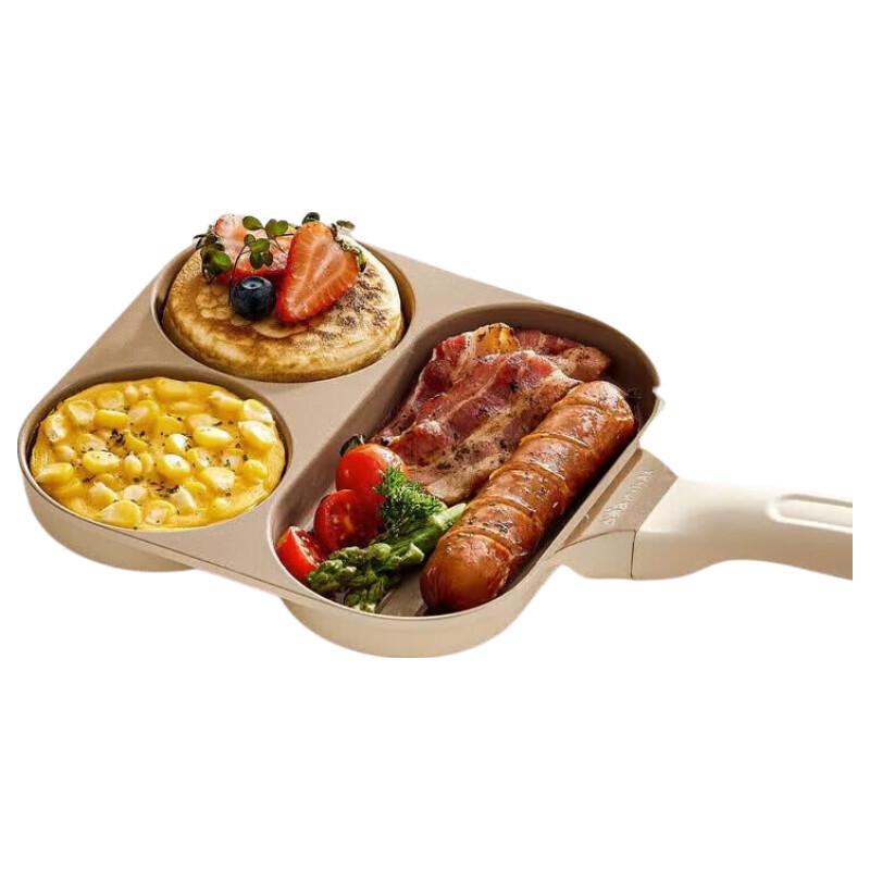Bear Three-Hole Non-Stick Titanium Ceramic Breakfast Pan Universal