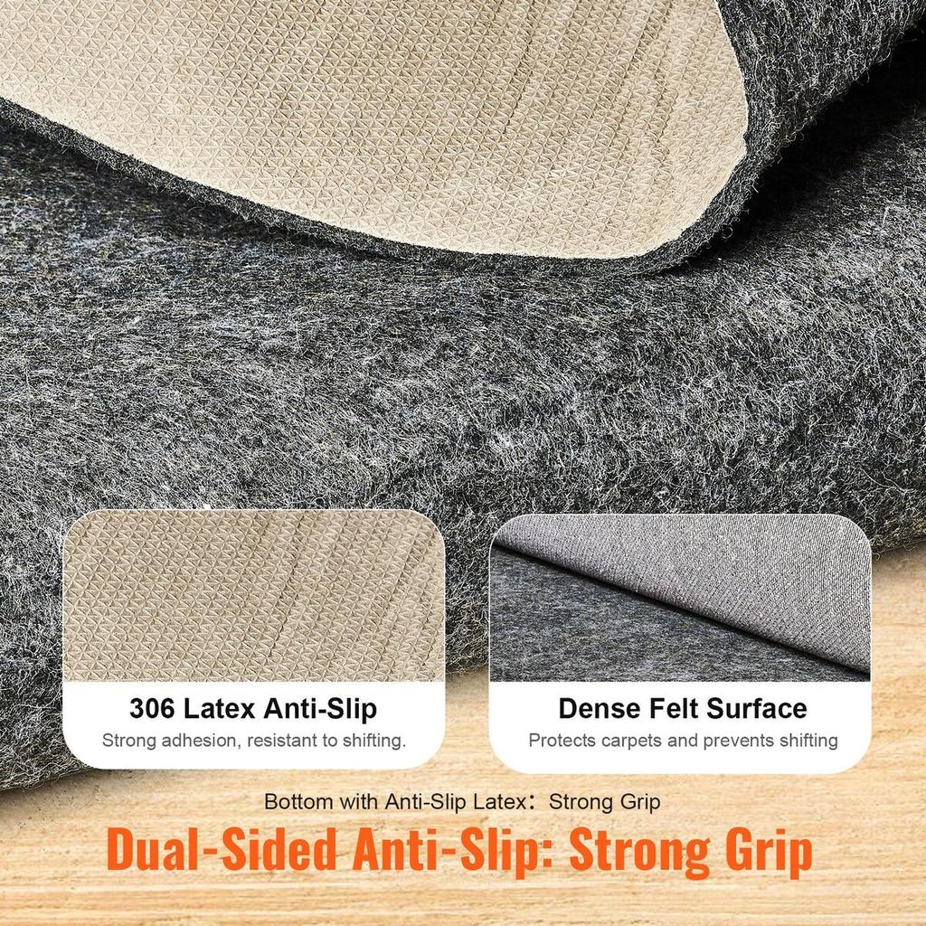Non Slip Rug Pad Gripper 8' x 10' Carpet Mat 0.24" Thick for All Floor
