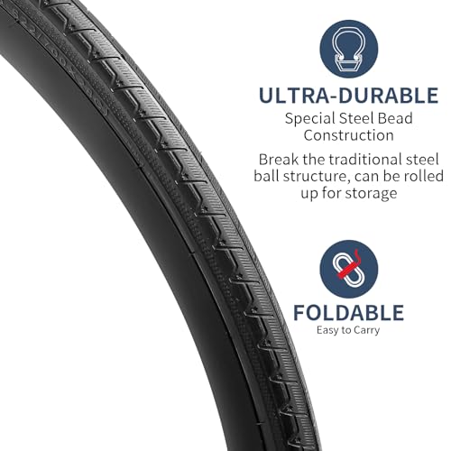 YunSCM 2-Piece 700x25c Bicycle Tire, 700x25c 25-622, Suitable for 700x25c Road Bike Tires, Y-1054