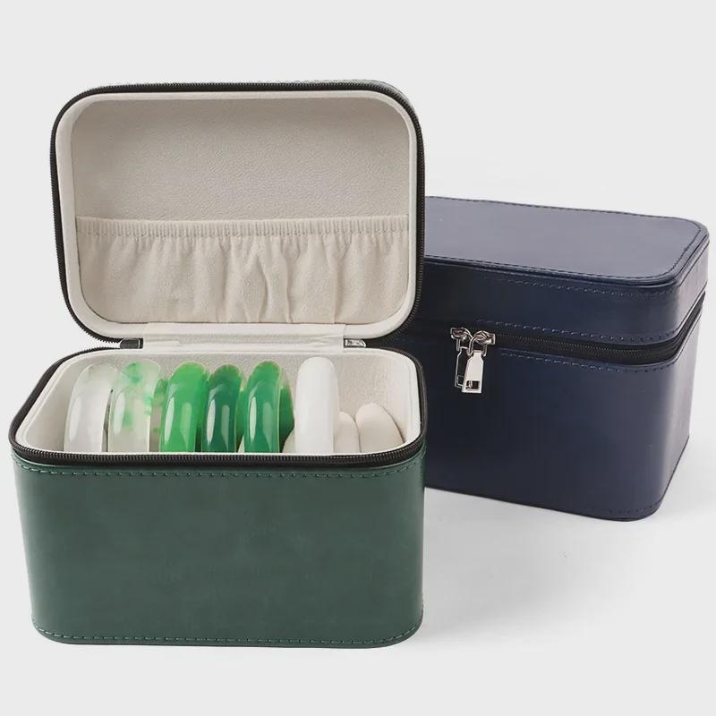 Multi-Bracelet Jewelry Storage Box with Ring, Necklace, and Bracelet Display