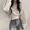 Spring and Autumn Casual Long-sleeved Short Round Neck Pullover Sweatshirt