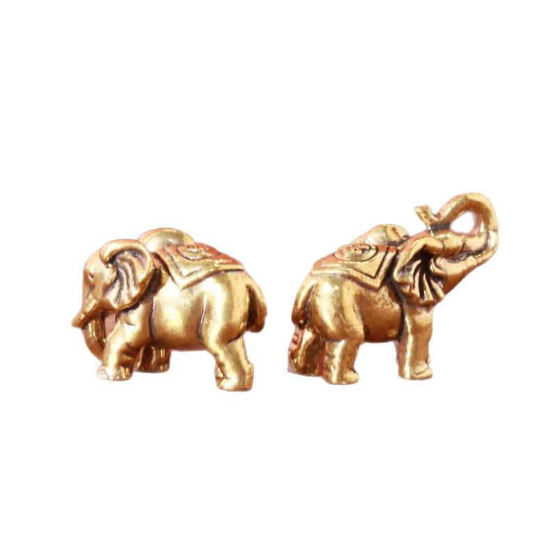 1Pcs Brass Elephant Tea Pot Incense Holder Desk Decoration Solid Copper Statue Figurines Antique Elephant Ornament