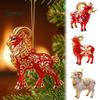Seasonal Hanging Ornaments Goat Christmas Car Ornament, 2D Acrylic Pendant with Tree String, Cute Animal Decor for Rearview Mirror, Holiday Party Gift
