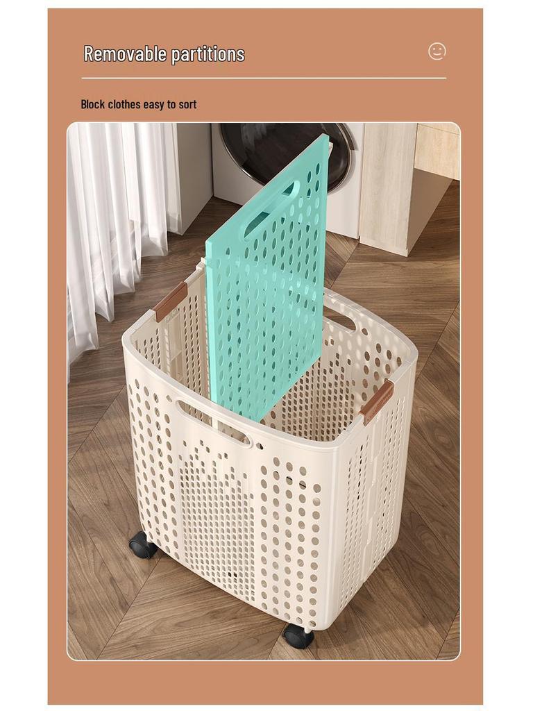 Extra Large Foldable Laundry Basket with Wheels - High Capacity, Movable & Durable