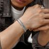 S925 Thai Silver Bracelet Do Old Bracelet Retro Fashion All -Match Couple Style True Word Open Bracelet Boutique Jewelry Gift