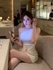 Sexy Spice Girl Wind Slant Shoulder Single Shoulder Suspender Dress Women's Summer New Slim Skinny Advanced Hip Wrap Skirt