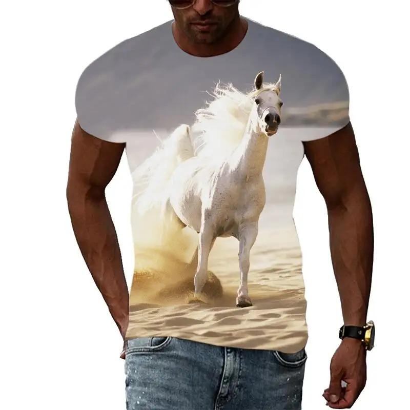 

Новая Мода Рисунок Лошади 3D Принт Мужская Хип-Хоп Персонализированная Футболка с Круглым Вырезом и Коротким Рукавом 6XL