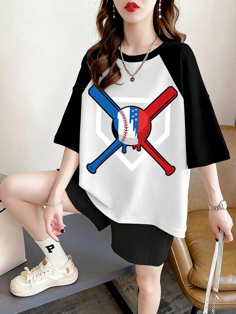 Kurzärmeliges Mid-Length T-Shirt in Übergröße: Sommer-Mode Schlankheits-Design für Damen