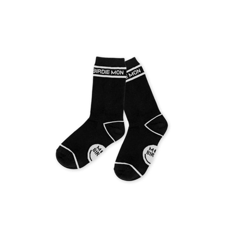 MONBIRDIE LINE BLOCK Script Middle Socks BLACK
