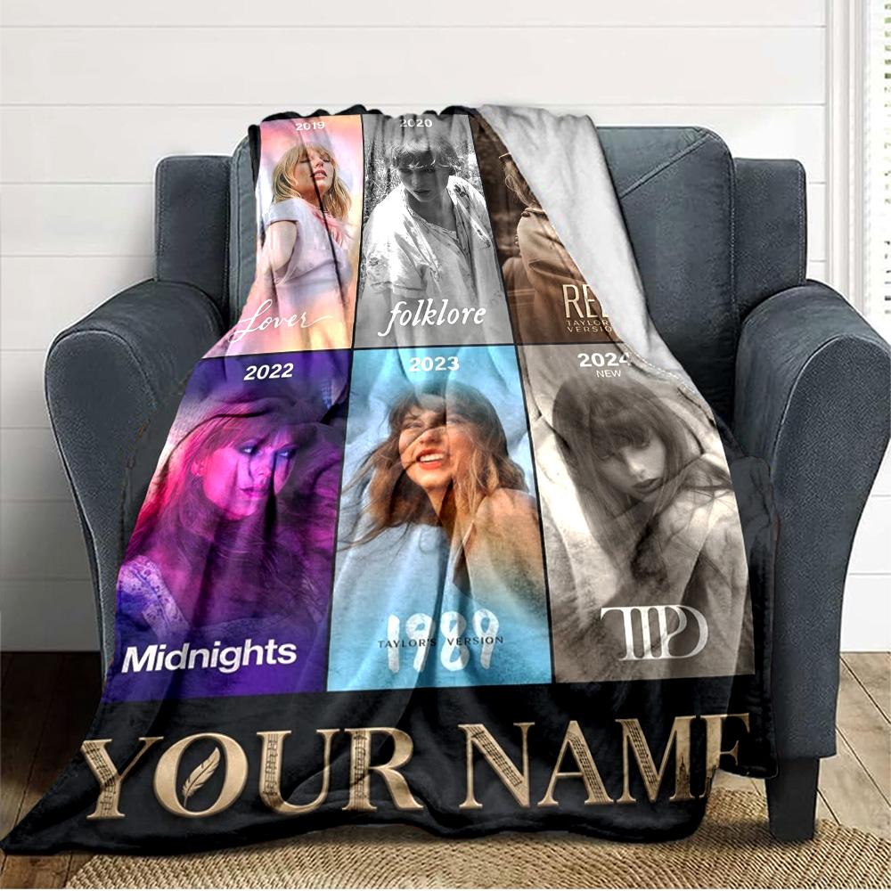 Name Custom Taylor Print Flannel Blanket High Quality Warm Comfortable Cover for All Seasons Perfect for Gifts Home Decor