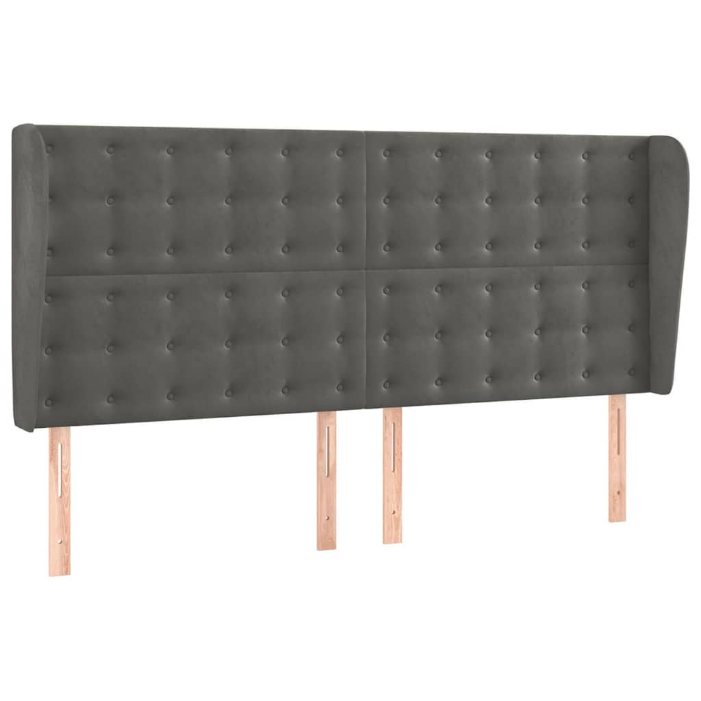 vidaXL Kopfteil mit Ohren Dunkelgrau 163x23x118/128 cm Samt