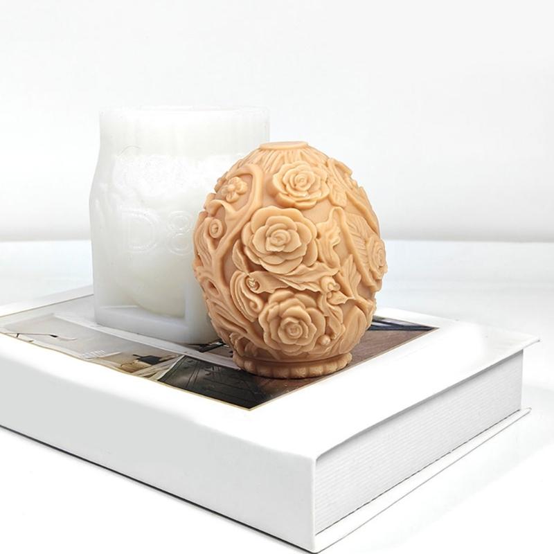 3D Flower Eggs Silicone Candle Molds for Epoxy Resin Handmade Candle Soap Floral Fondant Molds Chocolate Silicone Molds