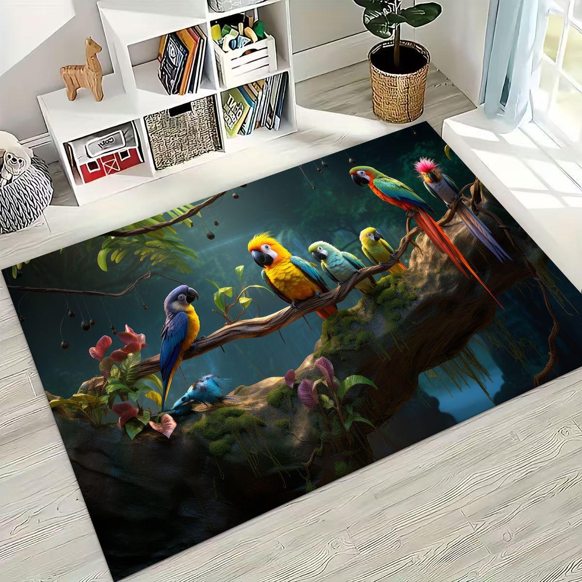 

Colorful Tropical Parrot Macaw Natural Birds Art Rug for Bedroom Living Room Sofa Home Doormat Decor,Large Non-slip Floor Mat 40x60cm( 15x23in )