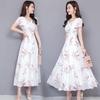 Fashion dress women's summer new floral short-sleeved medium and long skirt temperament thin and big pendulum long dress women