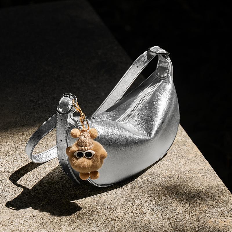 Mrs. Qiao Silver Bag 2025 New Dumpling Bag Women's Crossbody Bag Genuine Leather Women's Bag