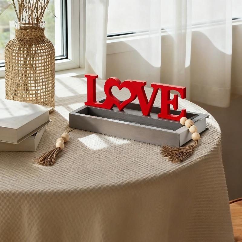 1pc Wooden English Letter “LOVE” Ornaments for Home Decoration, European Style Love One-piece Wedding Crafts, Home Decoration