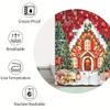 4Pcs Xmas Cottage Bath Set,Printed Shower Curtain,Non-Slip Mat, Toilet Cover,Bath Rug,12 Hooks, Bathroom Accessories, Home Decor