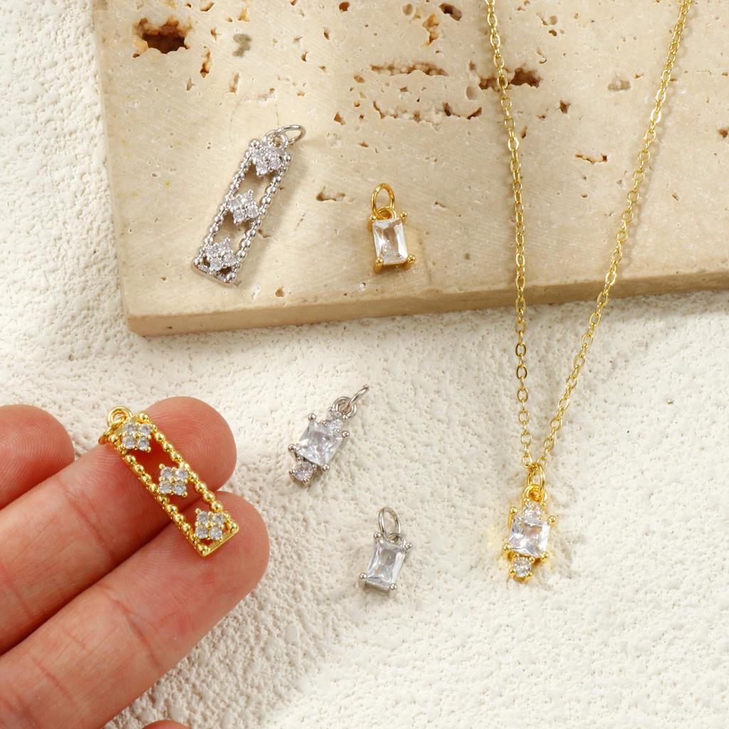 2 PCs Brass & Cubic Zirconia Charms Gold Plated Silver Plated Pendants For DIY Necklace Bracelet Jewelry Making Findings