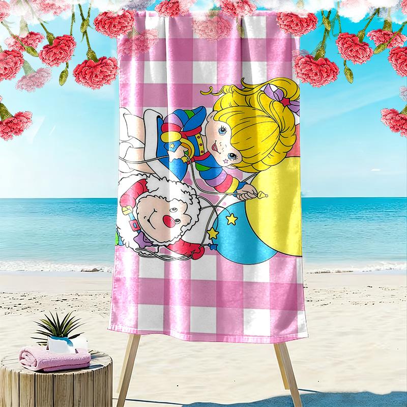 Rainbow Brite Print Beach Towel, Large Soft Quick Dry Towel for Beach Camping Swimming