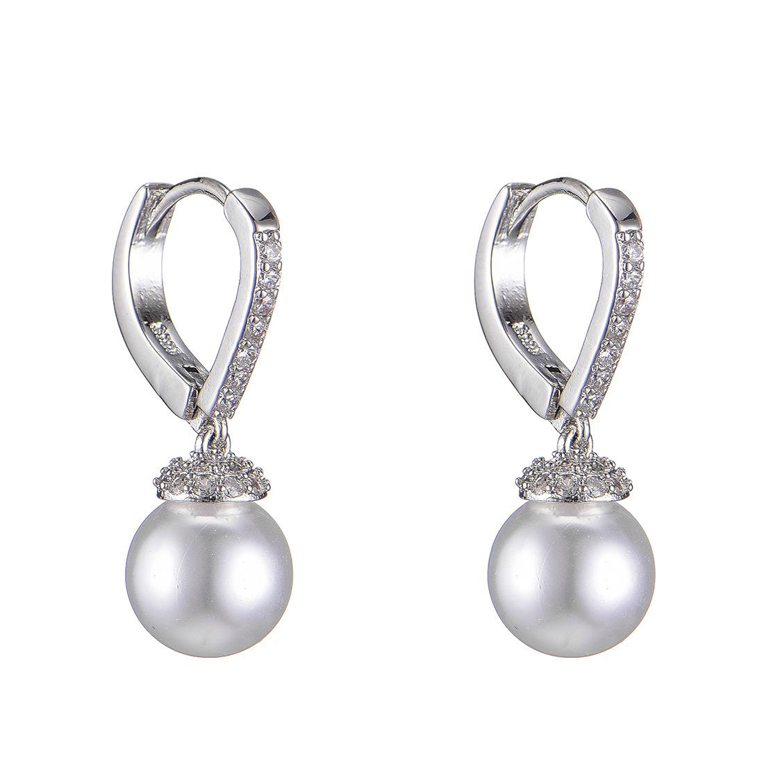 

BELLA BOX Rament имитация натурального пресноводного жемчуга, жемчужные бусины, полные бриллиантовой пряжки для ушей, женские элегантные серьги, подарки для вечеринок белый