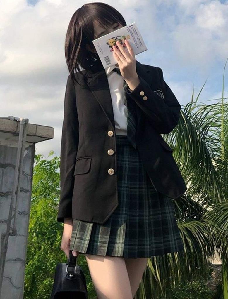 Blazer for High School Navy Sailor JK Girls High School Emblem Set Blazer Set [CAWILXHA] [Nyanko Claw] Girls, Blue, Suit, Jacket, Coat, Uniform,