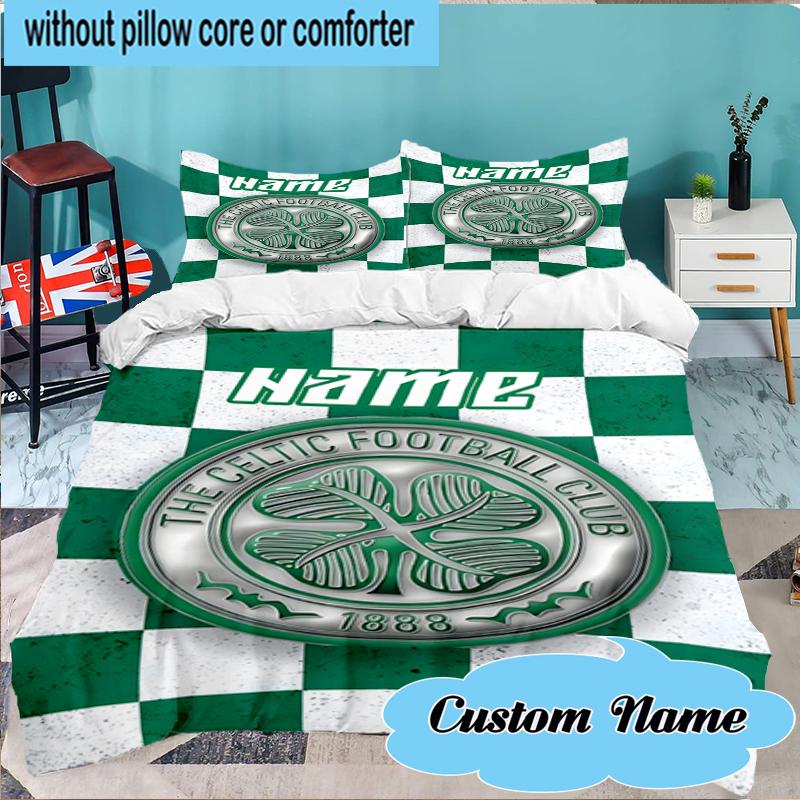 Set Biancheria da Letto Personalizzato con Stemma Calcio Celtico 3 Pezzi, Set Biancheria da Letto Include 1 Copripiumino e 2 Federe per Camera da Letto, Regalo per Dormitorio