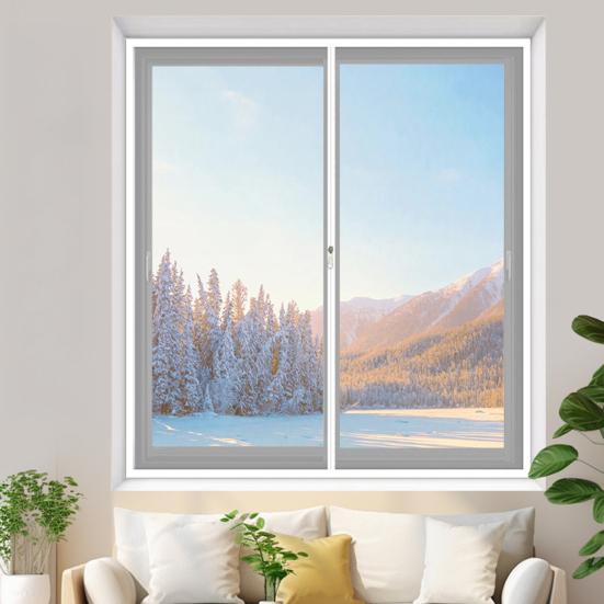 Fensterisolier-Set mit Reißverschluss Winter Thermoisolierte Fensterabdeckung mit Klebeband Wiederverwendbare Dicke Transparente Kunststofffolie zum Winterfestmachen