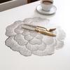 PVC Placemat Wear-Resistant Non-Slip Dining Mat Heat Resistant Table Mat Waterproof Peony Shape Coaster for Home Kitchen Dining Room