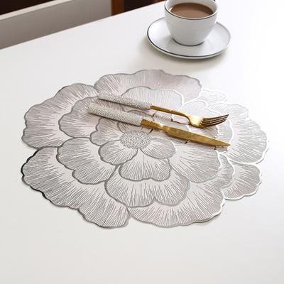 Tischset aus PVC, verschleißfest, rutschfest, Essmatte, hitzebeständig, Tischset, wasserdicht, Untersetzer in Pfingstrosenform, für Zuhause, Küche, Esszimmer