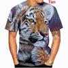 Cool Fashion Animal Tiger 3d Print T-Shirt Casual Round Neck Short Sleeved Men's T-shirts