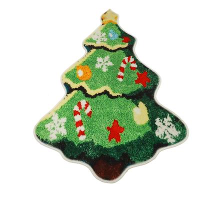 Xmas Floor Mat Imitation Cashmere Water Absorbent Bathroom Foot Mat Decorative Bedside Rug for Home