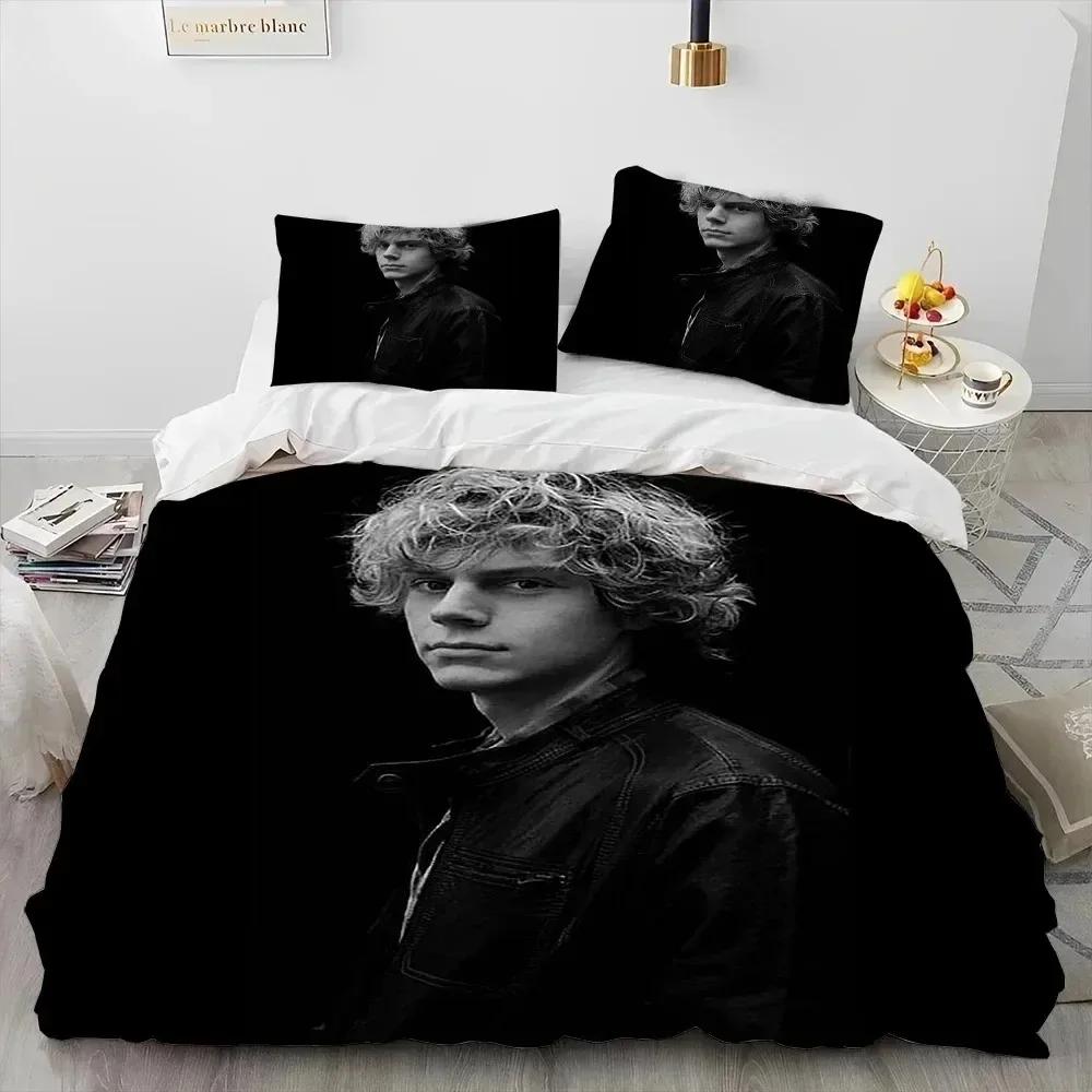Cute Evan Peters Movie TV Actor Comfortable Duvet Quilt Cover Pillowcase Bedding Set Children Bedroom Decoration Home Textile