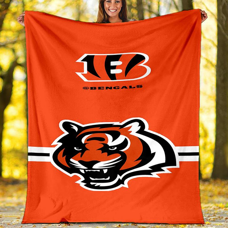 Cincinnati Bengals LOGO printed throw blanket—soft,warm;versatile blanket for all seasons—perfect as &air-conditioning throw,nap blanket