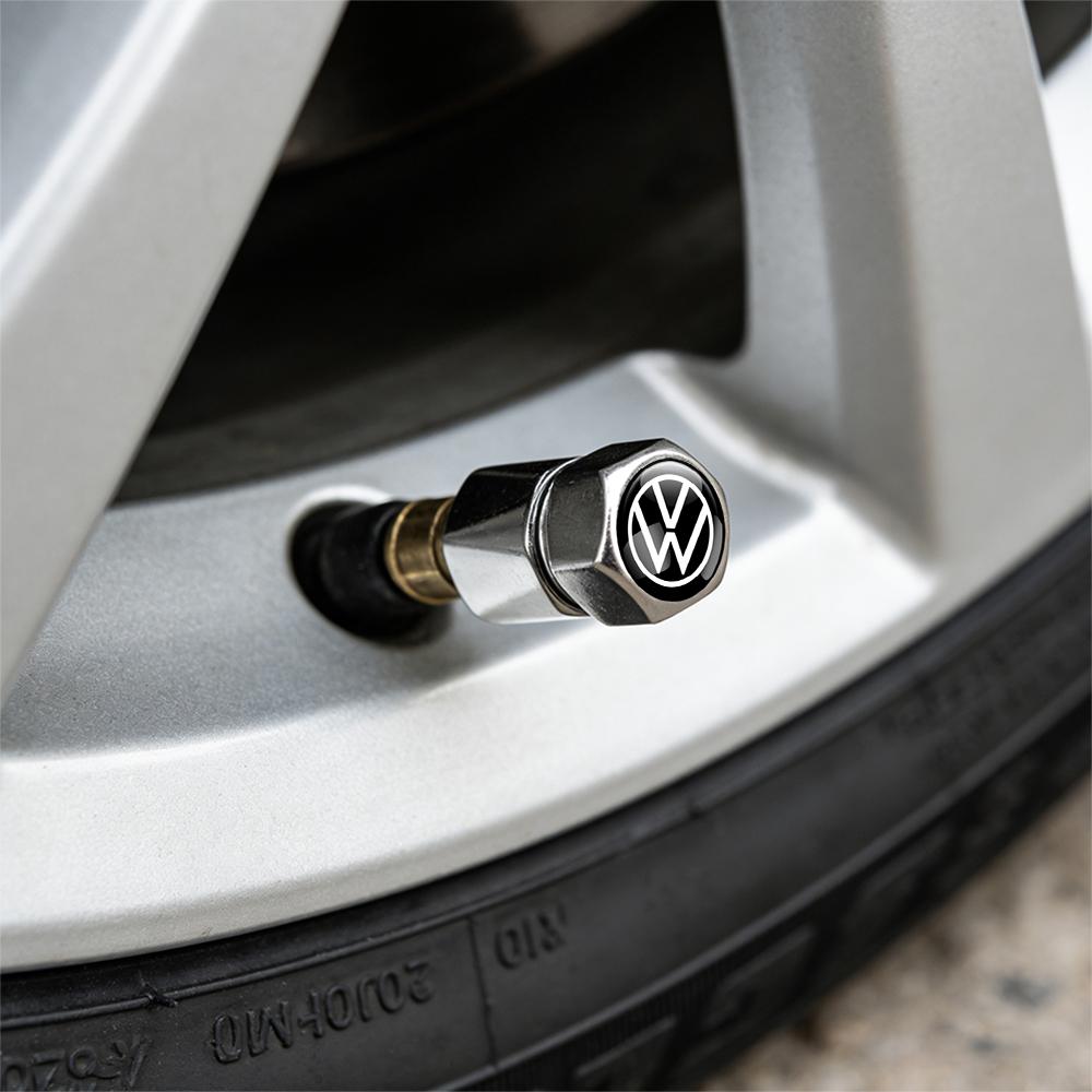 Volkswagen Metal Alloy 4Pcs Car Wheel Tire Air Valve Dust Caps Rim Accessories Auto Valve for VW Bora Passat Golf Beetle Tiguan Cj1
