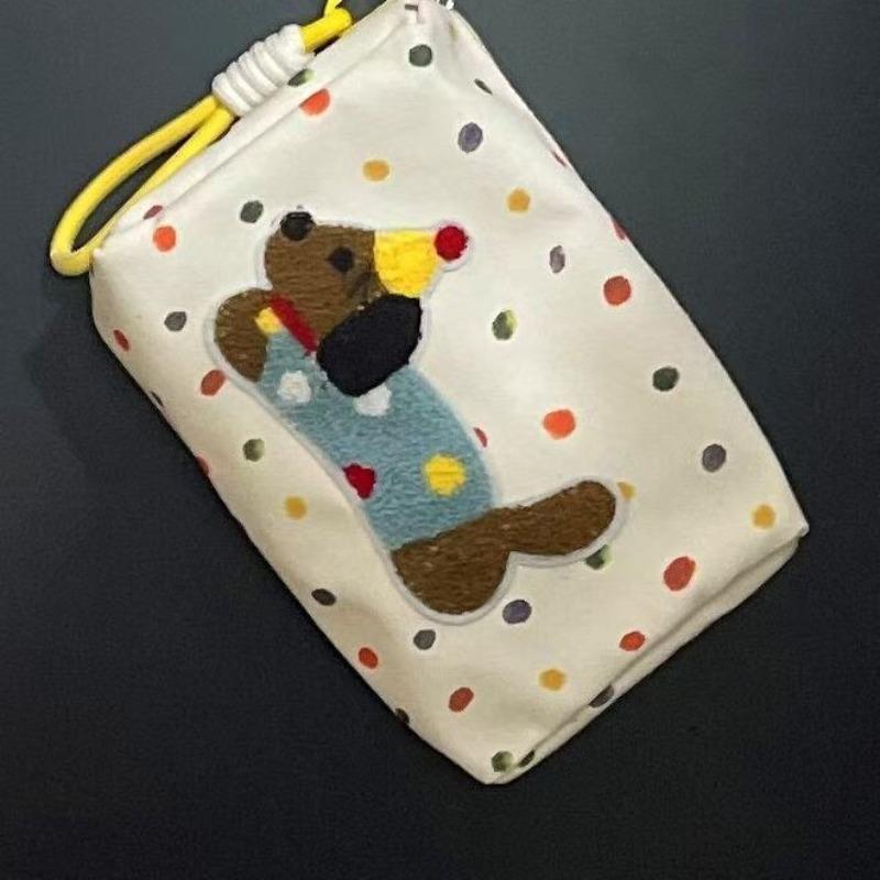 Cute Dog Embroidered Cosmetic Bag Women Canvas Makeup Bag Portable Zipper Toiletry Organizer Travel Storage Pouch