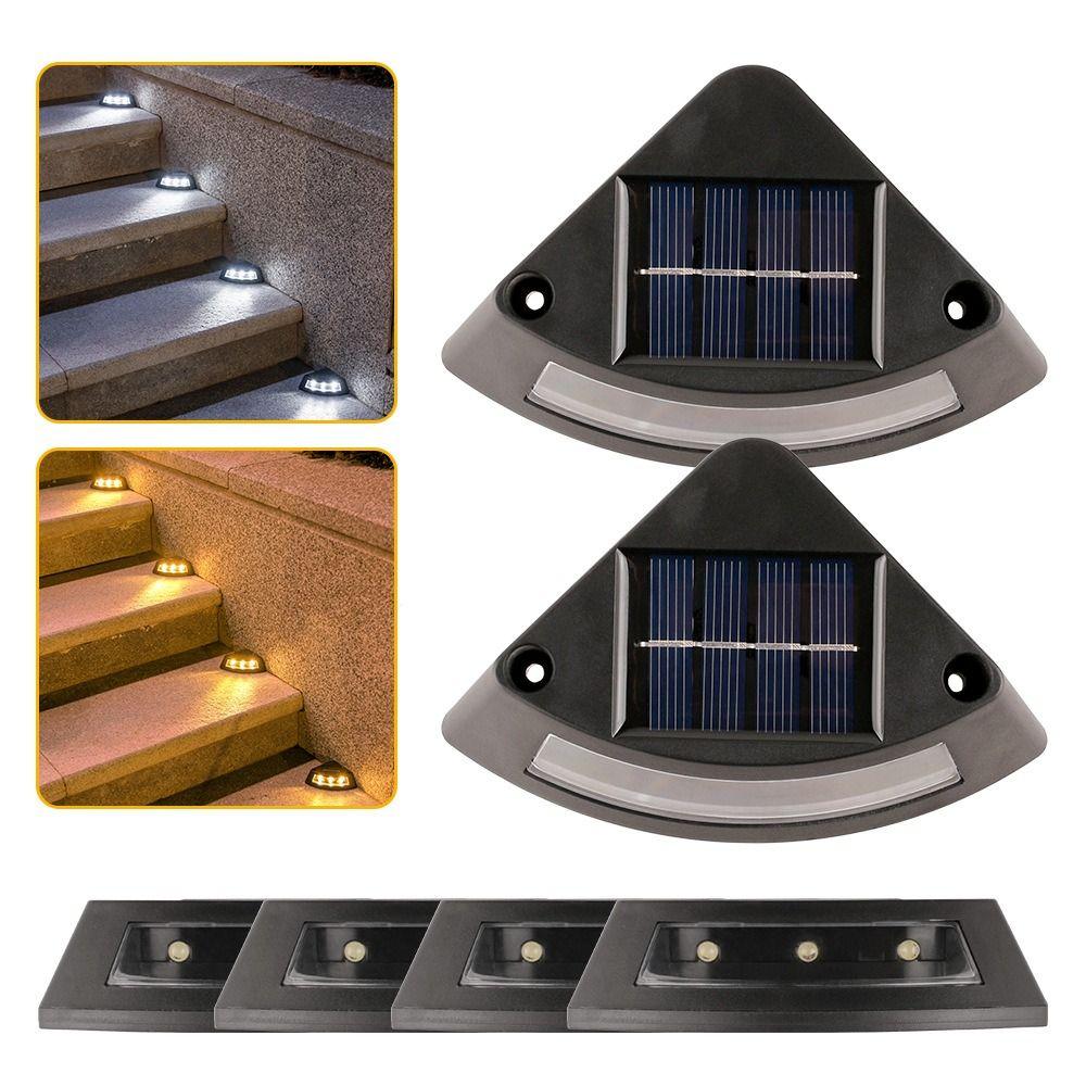 8pcs Waterproof Solar Step Lights Warm /White Light Easy To Use Stair Lighting Solar Powered Auto Switch Garden Walkway Light