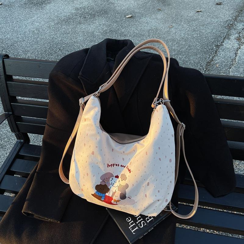 Korean Version of Casual Large-capacity Bag Women's Bag 2025 Spring New Polka Dot Tote Bag Multi-functional Backpack