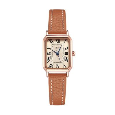 Rscy Fashion Damen Europäischer Stil Schlicht Luxus Lederarmband Kleines Quadratisches Zifferblatt Automatische Quarzuhr