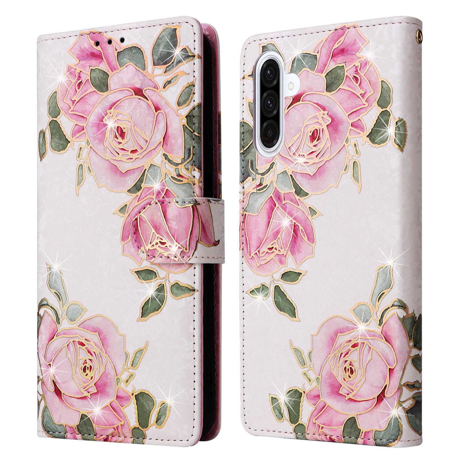 

For Samsung Galaxy A17 5G/A26 5G Case RFID Blocking Flower Leather Phone Cover with Wrist Strap Flower