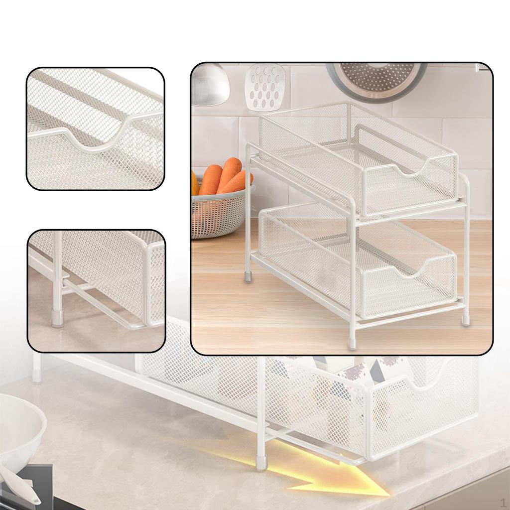 2 Tier Kitchen Pantry Organizer with Pull Out Functionality