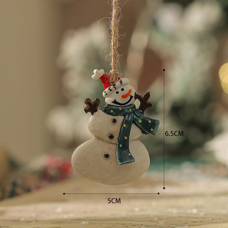 American Retro Christmas Snowman Cane Resin Pendant for Tree Decoration