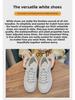 2025 Women's Flat White Leather Lace-Up Casual Sneakers: Comfortable & Simple for Spring