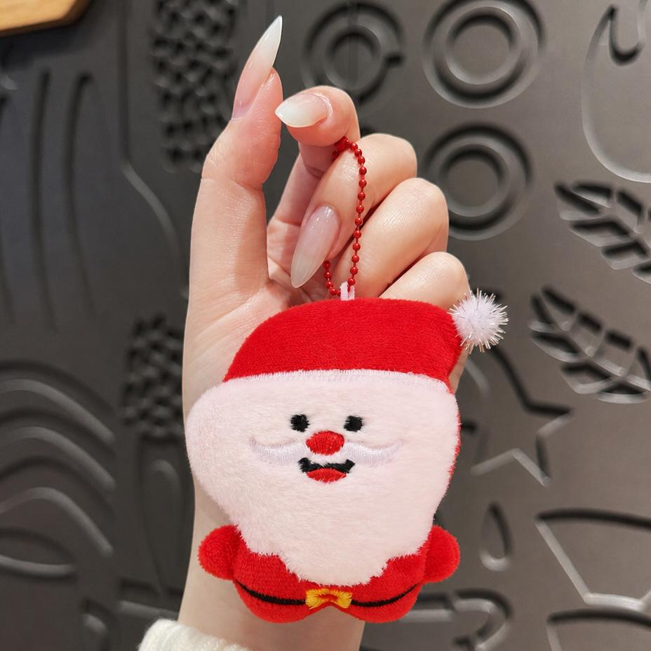 Plush Christmas keychain female cute cartoon Santa snowman couple bag pendant cheap small gifts