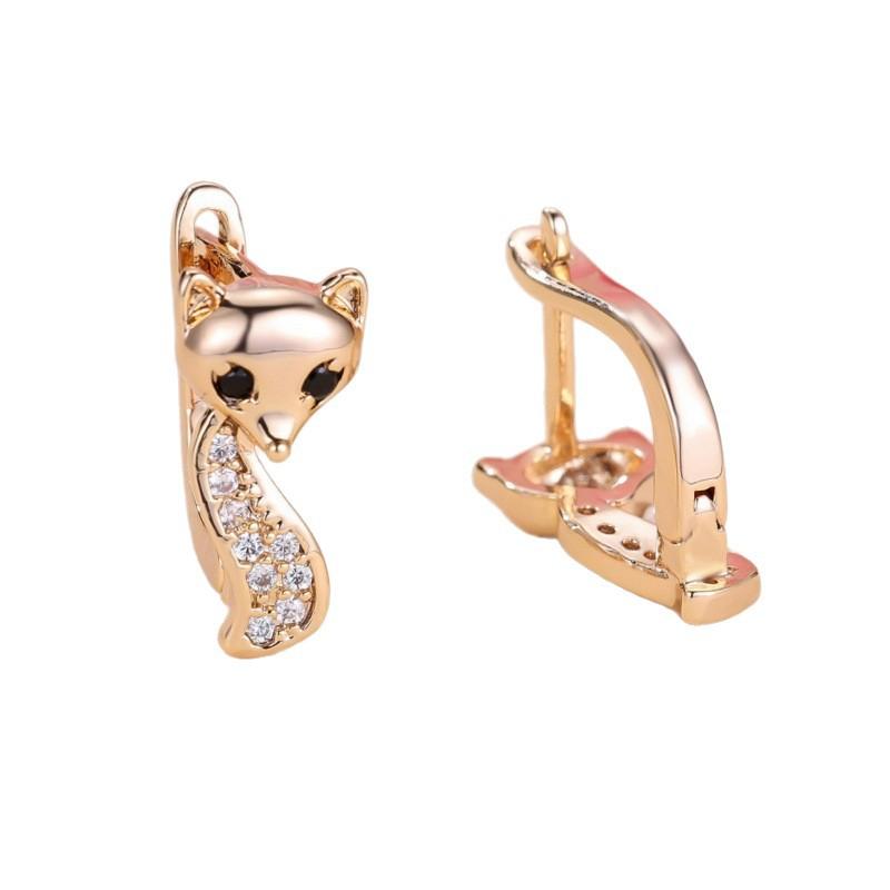Wish Personality Design Sense Champagne Gold and White Diamond Fox Ear Buckle