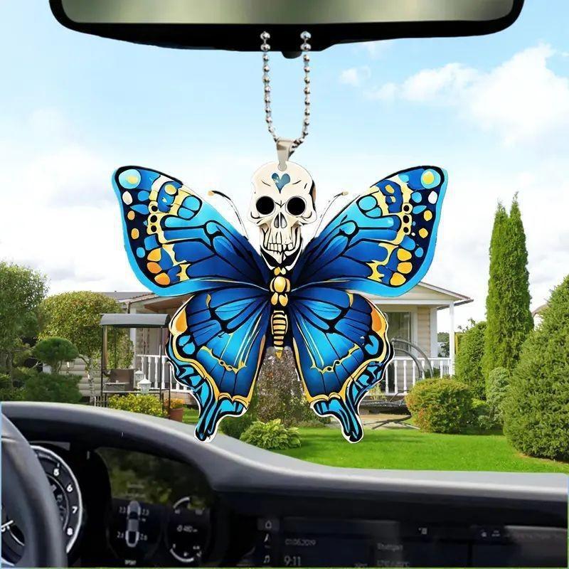 Horror Skull Halloween Butterfly Pattern Acrylic Pendant For Decor Holiday