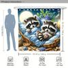 Süßer Waschbär Digitaldruck Duschvorhang - Wendbares Polyester, Maschinenwaschbar, Gestrickte Textur, Ganzjahres Badezimmerdekor