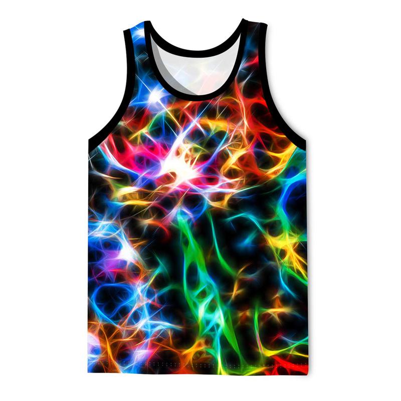 Buntes Rauch 3D-Druck Tanktop Für Männer Sommer Lässig Ärmelloses T-Shirt Bunte Grafik-Tops Street Locker Schnelltrocknendes Weste