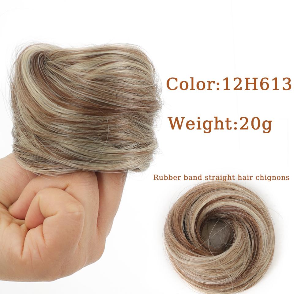 1PC Synthetic Hair Bun Curly Straight Hair Messy Bun Scrunchies Updo Hair Bands Elastic Band Hairpieces For Women Straight Fring