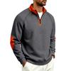 Men S Loose Stand Collar Zip Up Color Block Fleece Lined Casual Sweatshirt