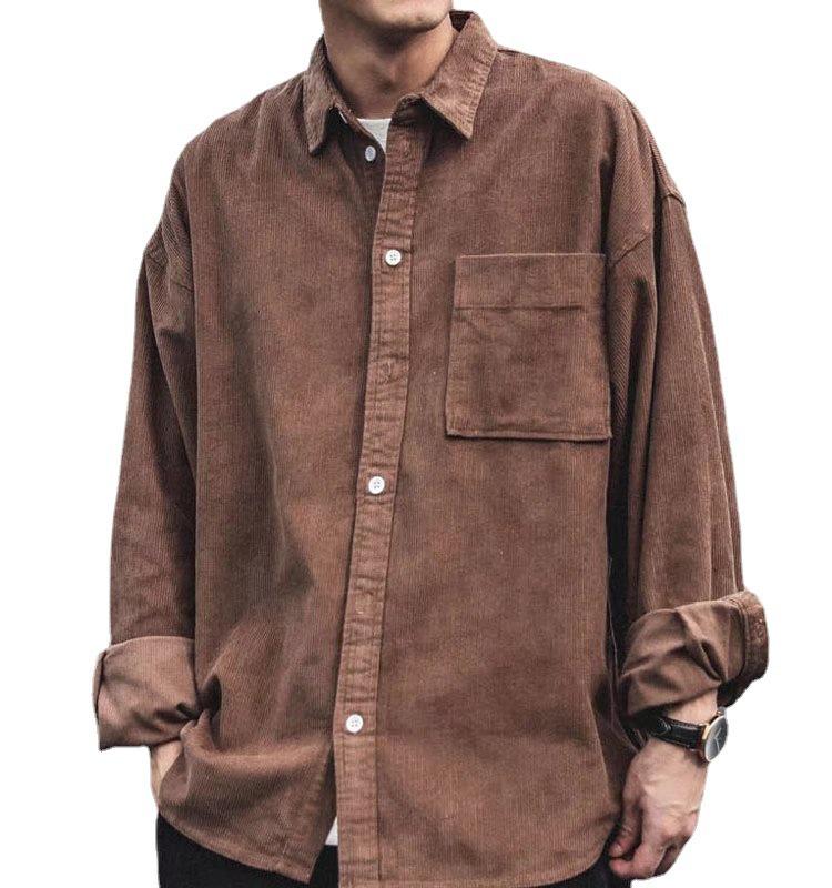 Men's Retro Corduroy Jacket - Spring/Autumn Loose Fit, Plus Size Casual Trend